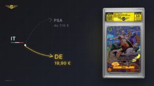 PSA dall'Italia: da 110 € a carta tramite rivenditore oppure grading in Germania a 19,90 € – slab AP Grading GEM MINT 10